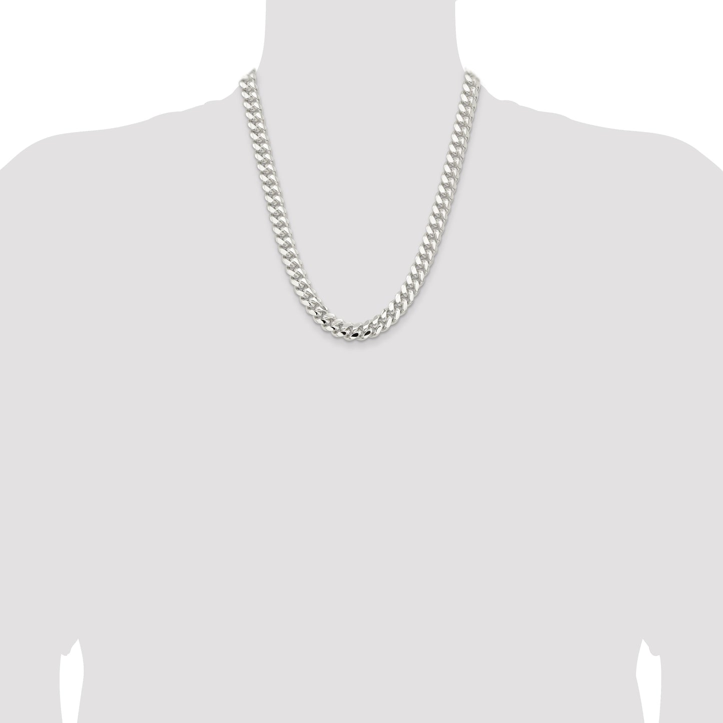 Sterling Silver 10.7mm Polished Domed Curb Chain