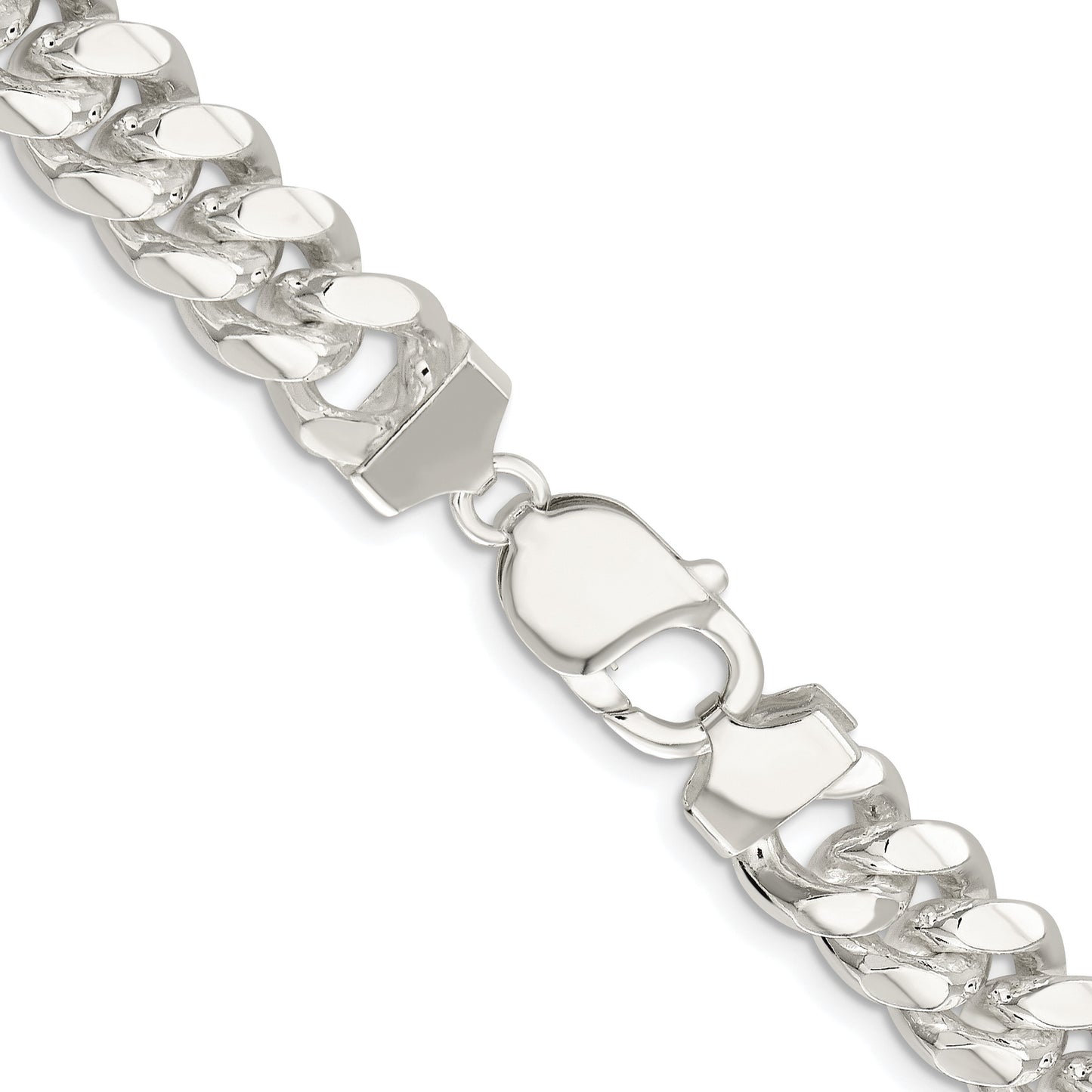 Sterling Silver Rhodium-plated 10.7mm Polished Domed Curb Chain