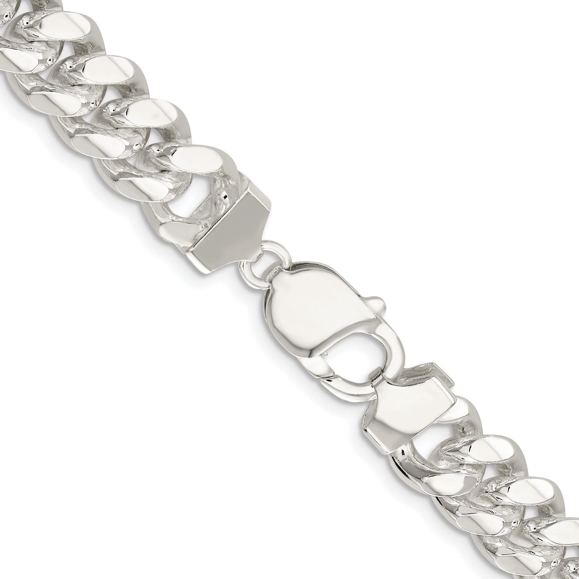 Sterling Silver Rhodium-plated 10.7mm Polished Domed Curb Chain