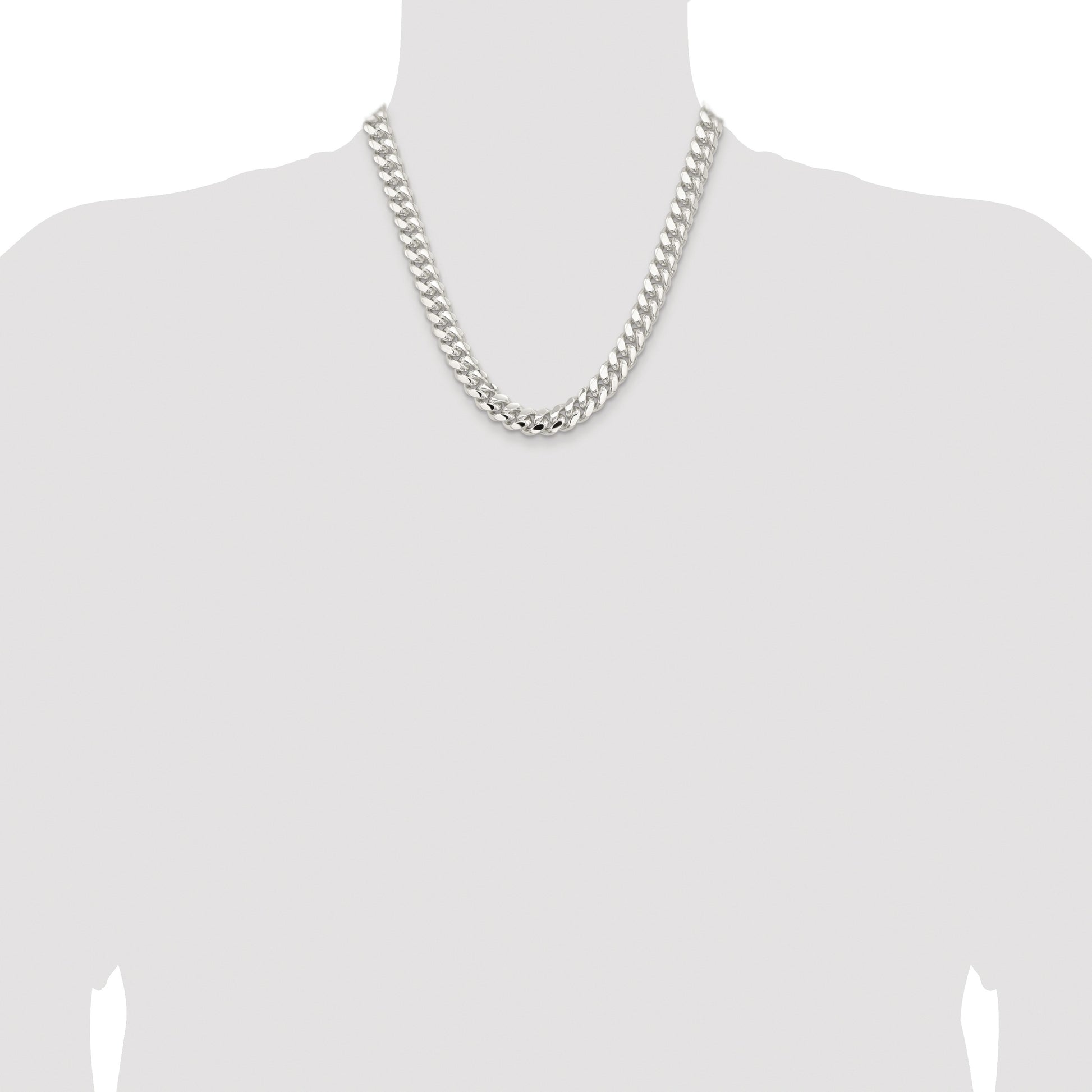 Sterling Silver Rhodium-plated 10.7mm Polished Domed Curb Chain