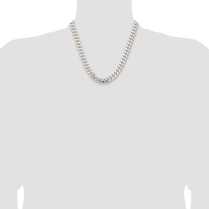 Sterling Silver Rhodium-plated 10.7mm Polished Domed Curb Chain