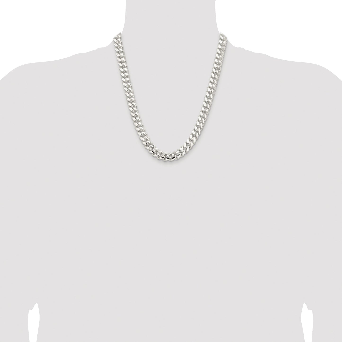 Sterling Silver Rhodium-plated 10.7mm Polished Domed Curb Chain