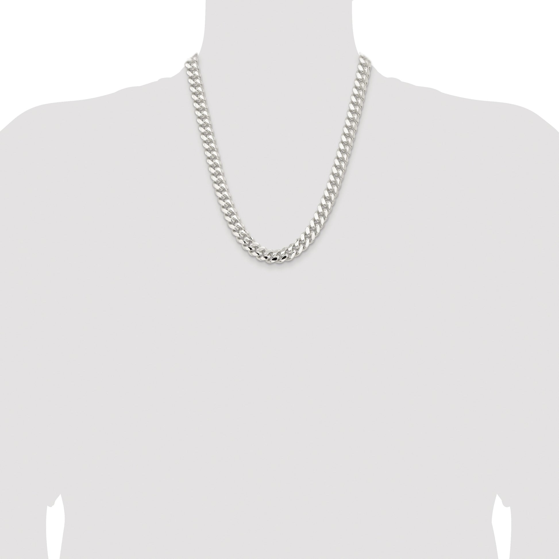 Sterling Silver Rhodium-plated 10.7mm Polished Domed Curb Chain