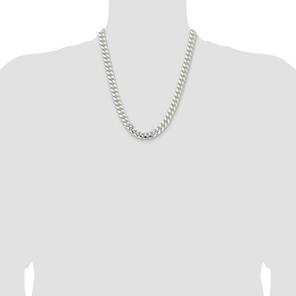 Sterling Silver Rhodium-plated 10.7mm Polished Domed Curb Chain