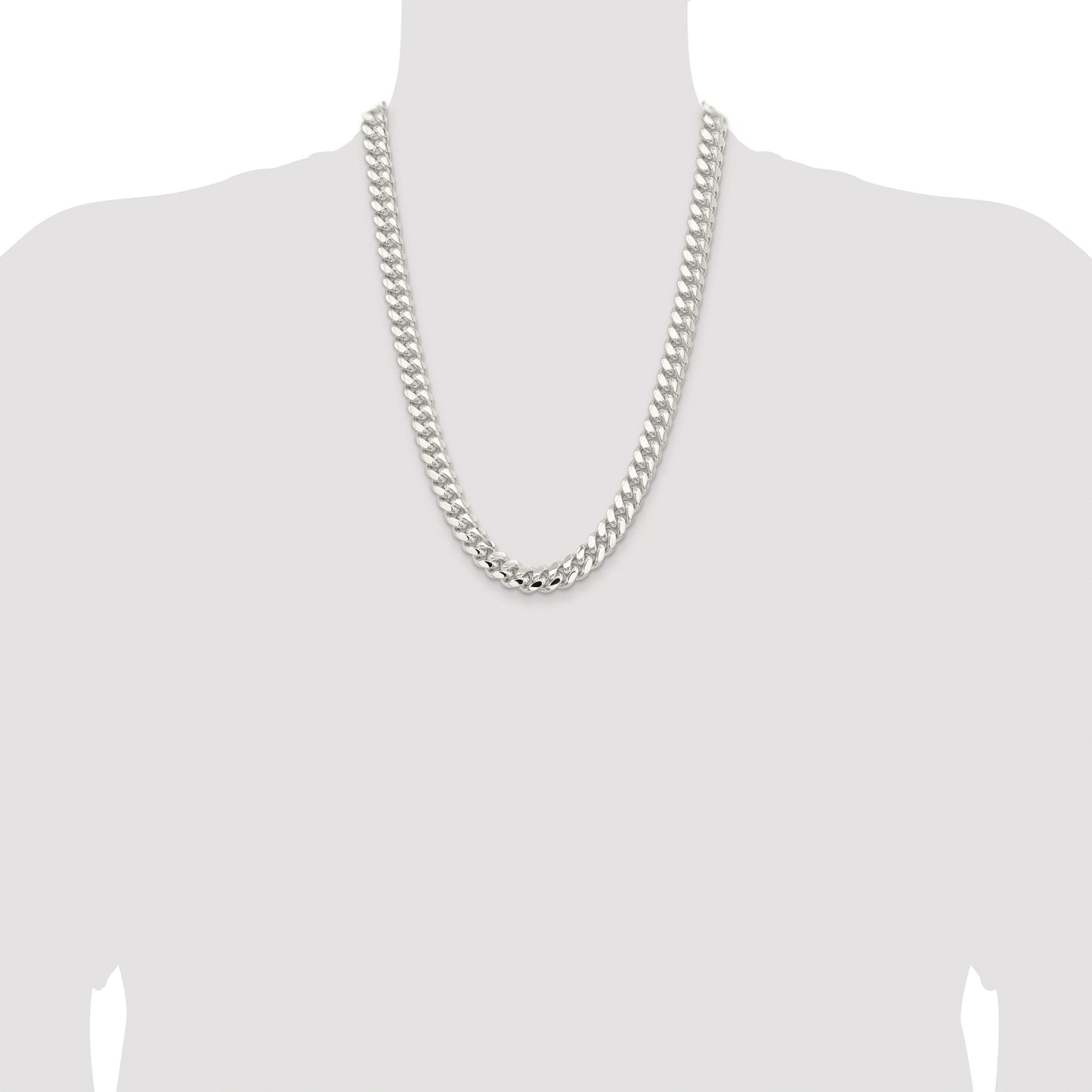 Sterling Silver Rhodium-plated 10.7mm Polished Domed Curb Chain