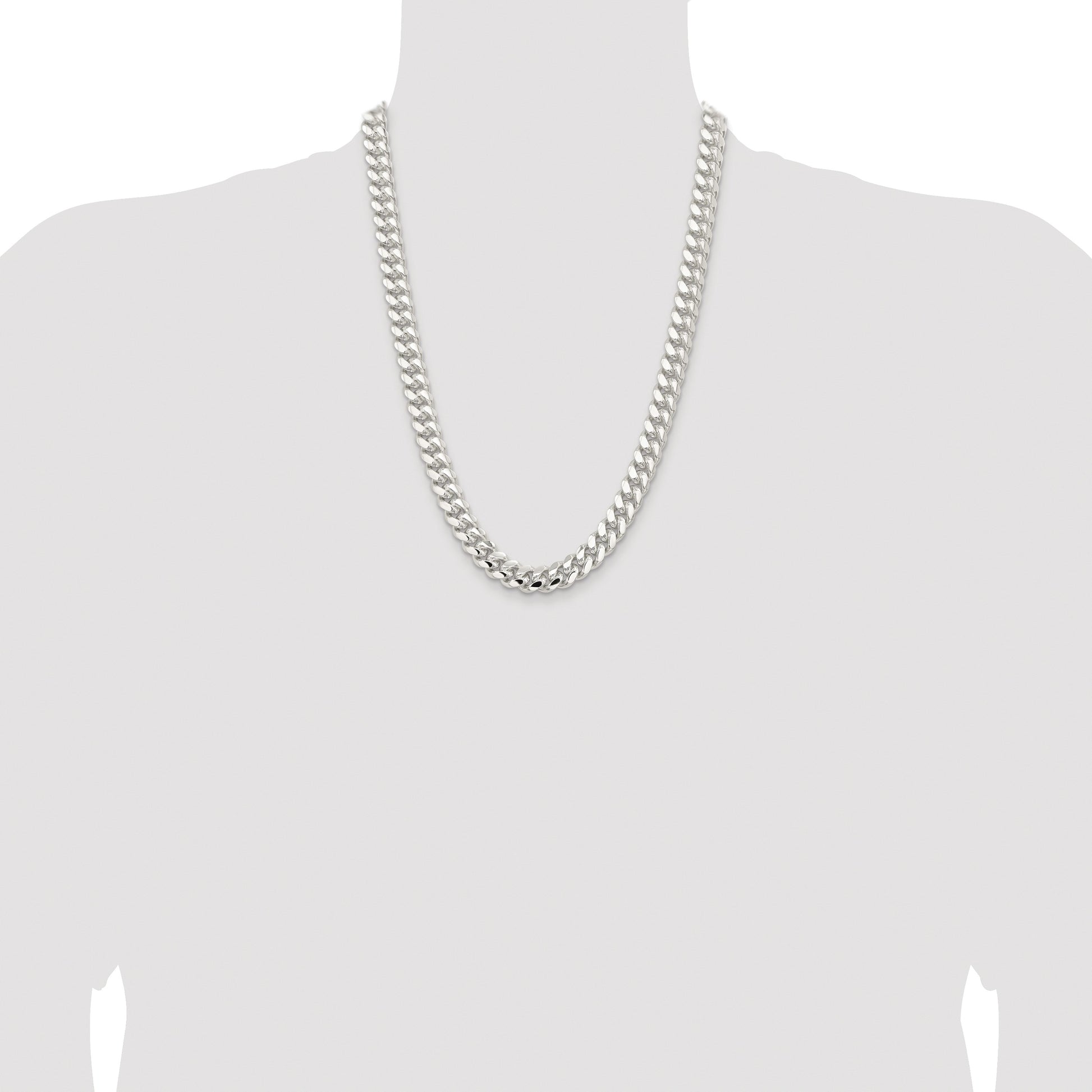 Sterling Silver Rhodium-plated 10.7mm Polished Domed Curb Chain