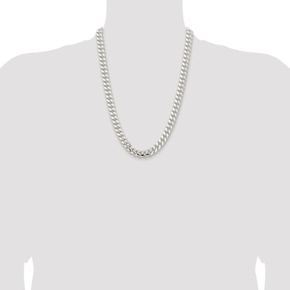 Sterling Silver Rhodium-plated 10.7mm Polished Domed Curb Chain