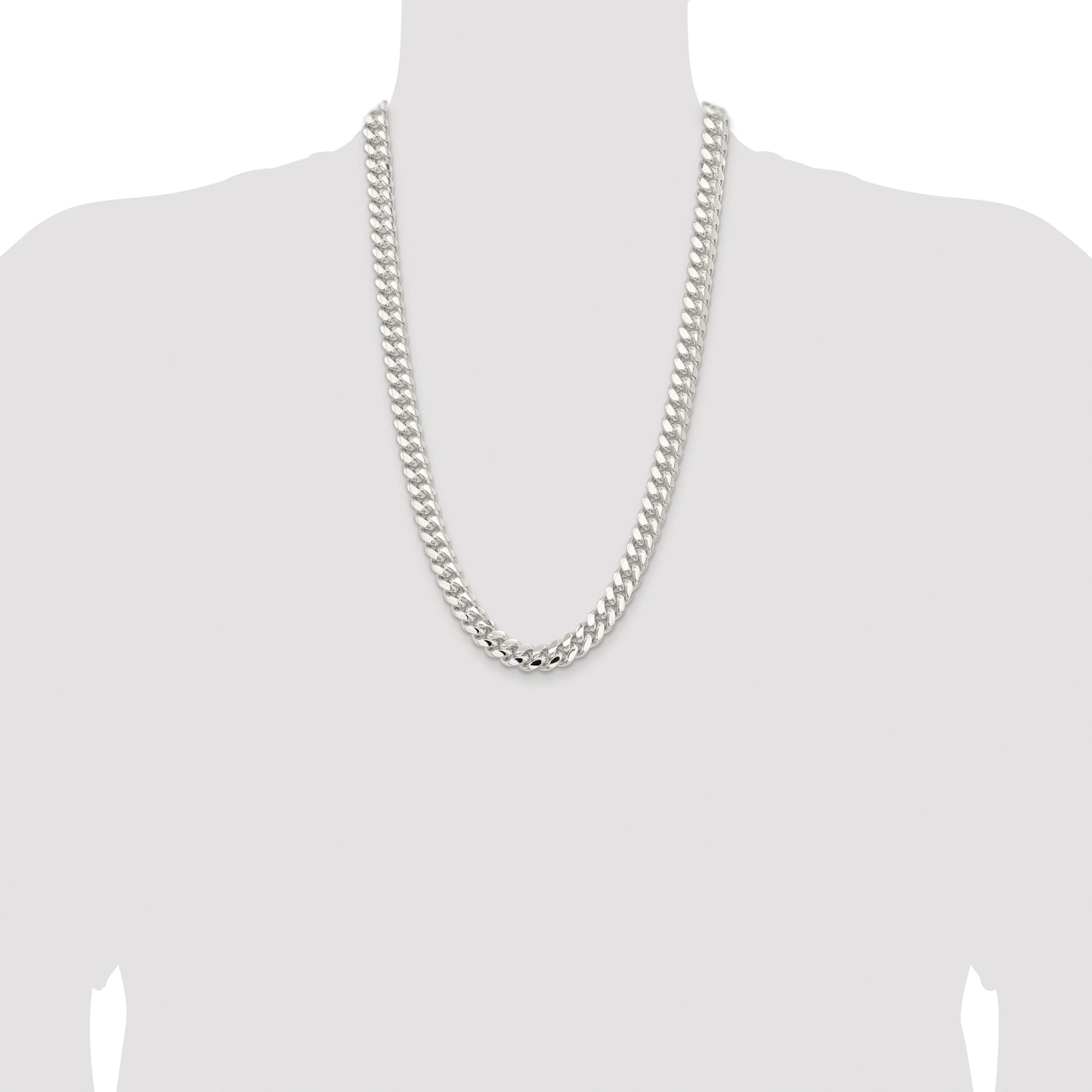 Sterling Silver Rhodium-plated 10.7mm Polished Domed Curb Chain