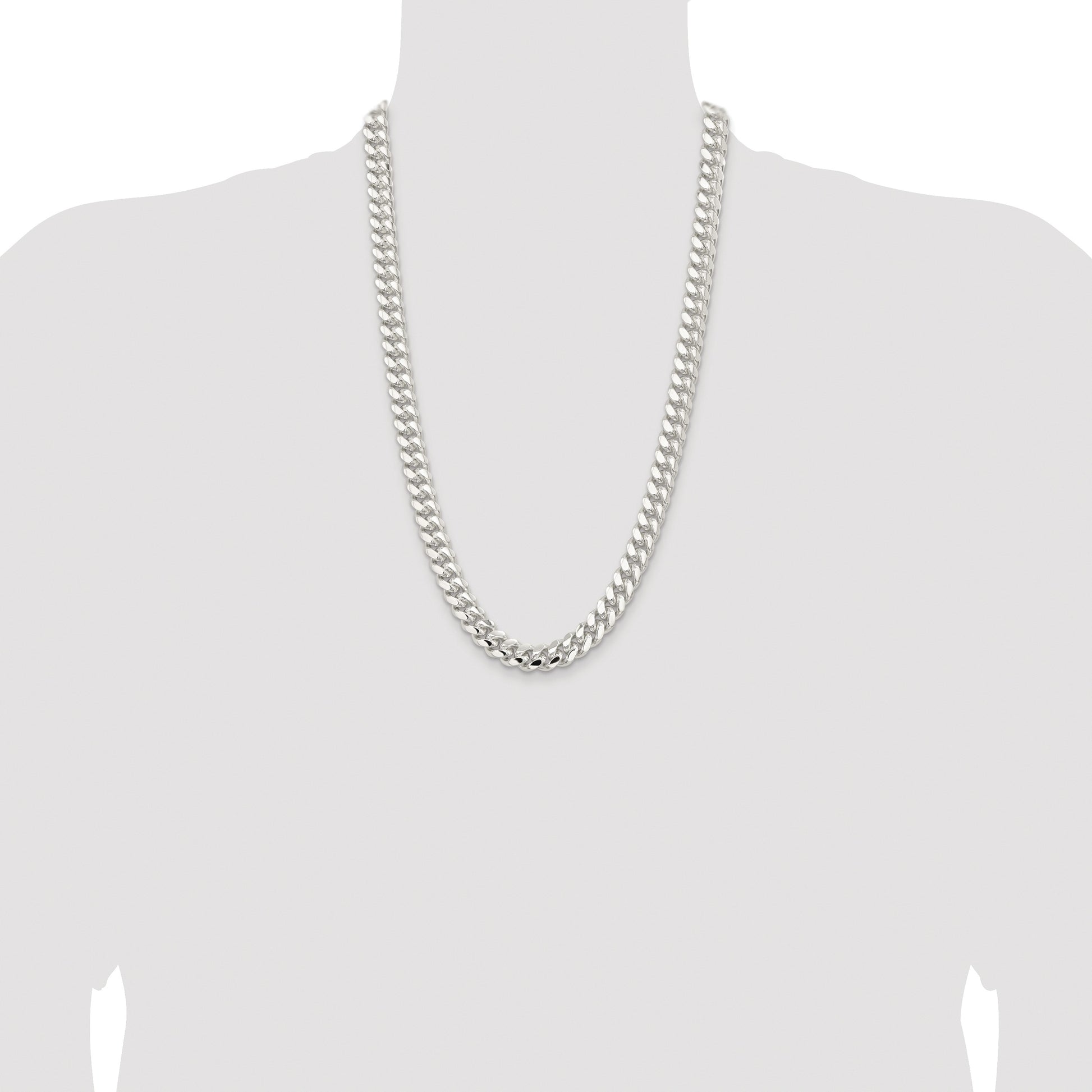 Sterling Silver Rhodium-plated 10.7mm Polished Domed Curb Chain