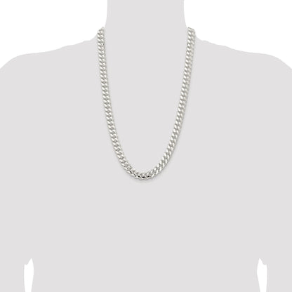 Sterling Silver Rhodium-plated 10.7mm Polished Domed Curb Chain