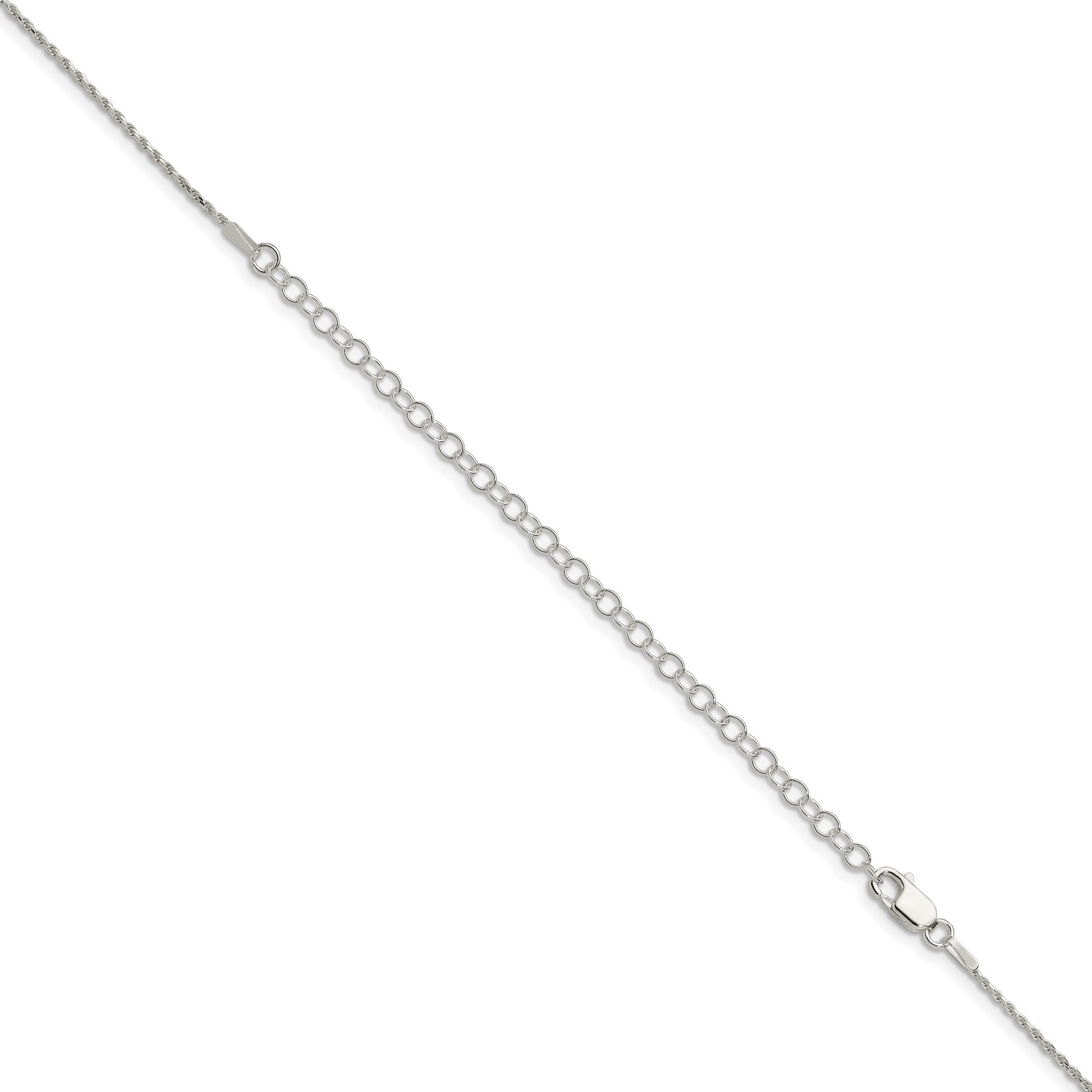 Sterling Silver 1.2mm Diamond-cut Rope Chain w/4in ext.