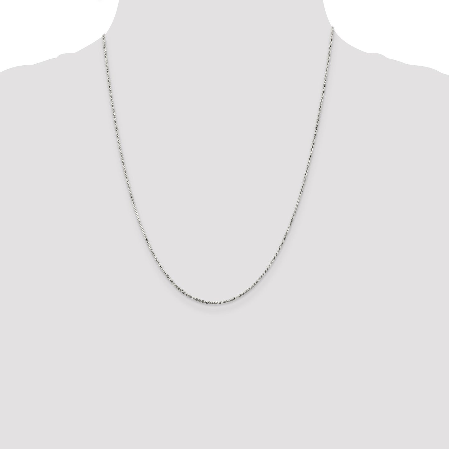 Sterling Silver Rhodium-plated 1.1mm Diamond-cut Rope Chain