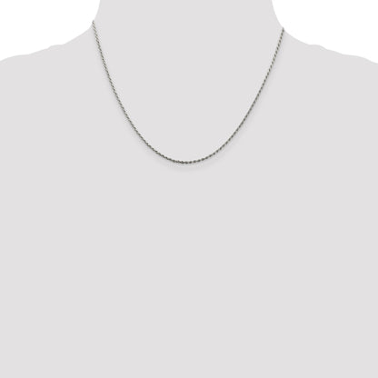 Sterling Silver 1.5mm Diamond-cut Rope Chain w/2in ext.