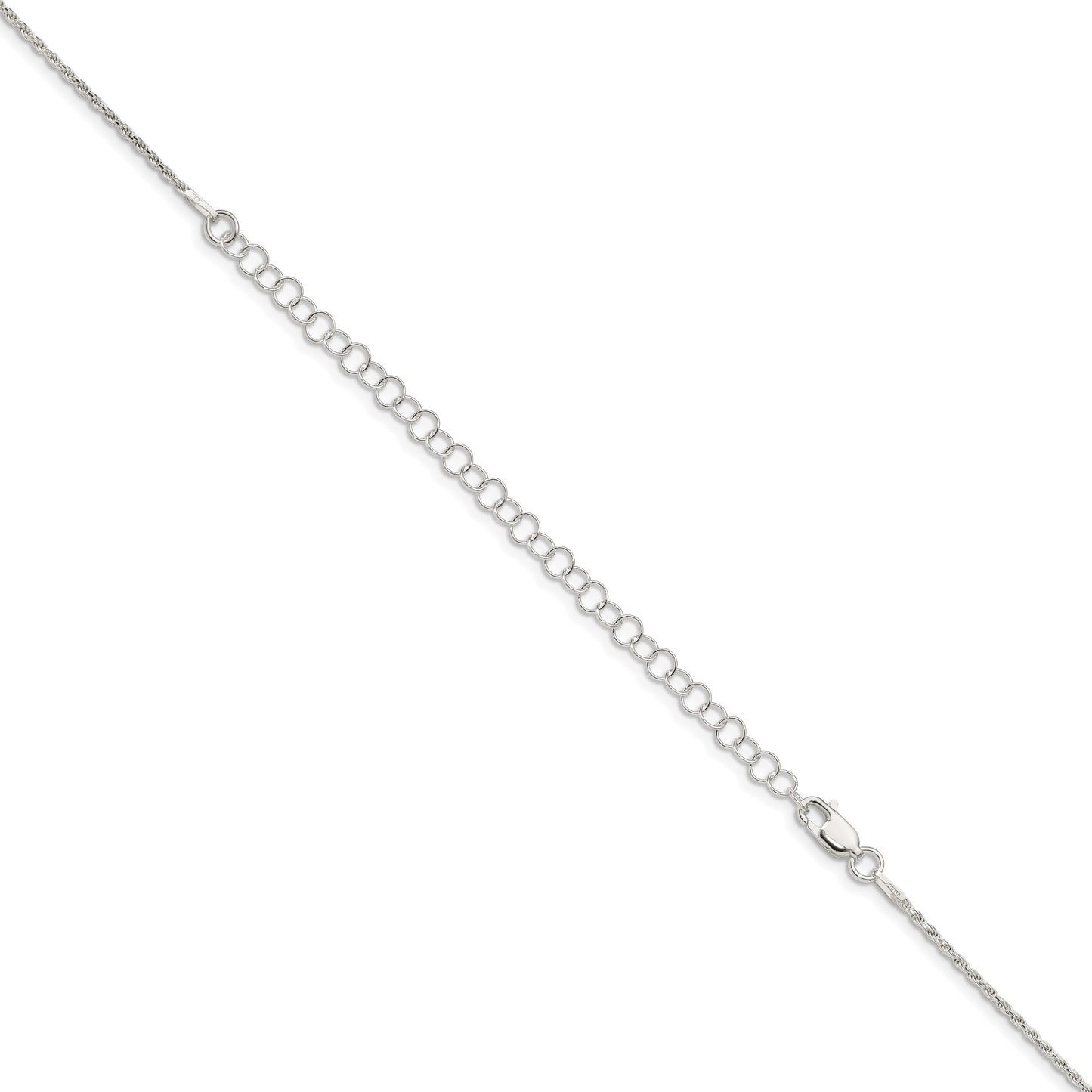 Sterling Silver 1.5mm Diamond-cut Rope Chain w/4in ext.
