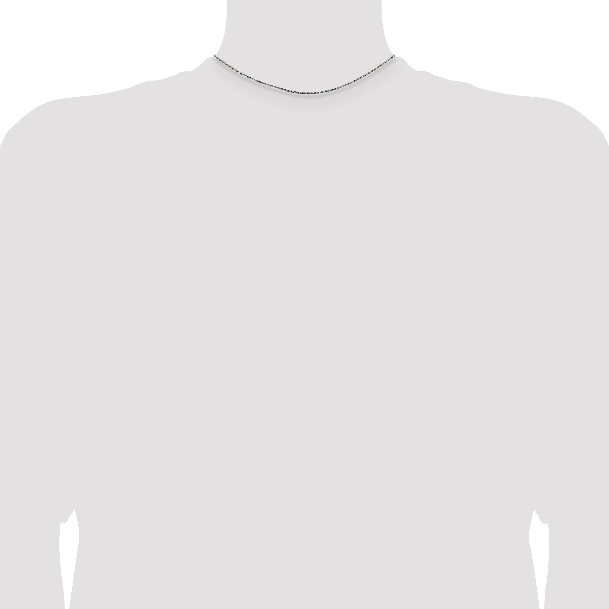 Sterling Silver Rhodium-plated 1.5mm Diamond-cut Rope Chain