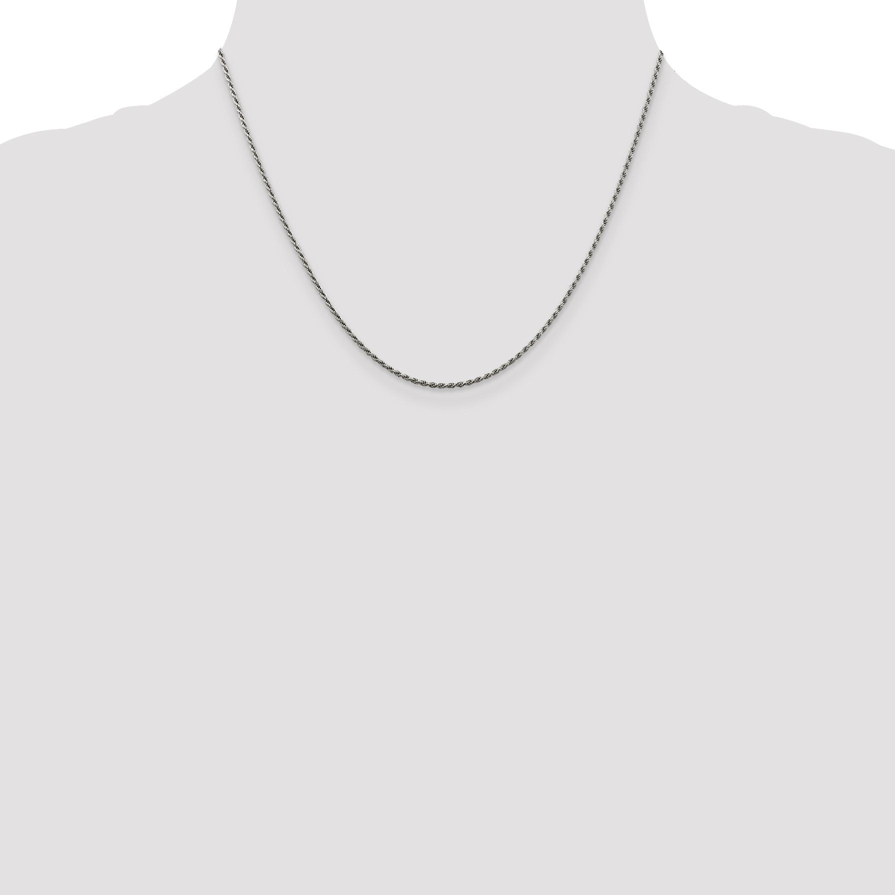 Sterling Silver Rhodium-plated 1.5mm Diamond-cut Rope Chain