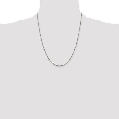 Sterling Silver Rhodium-plated 1.5mm Diamond-cut Rope Chain