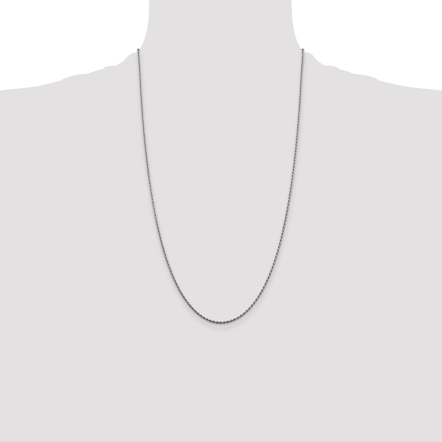 Sterling Silver Rhodium-plated 1.5mm Diamond-cut Rope Chain