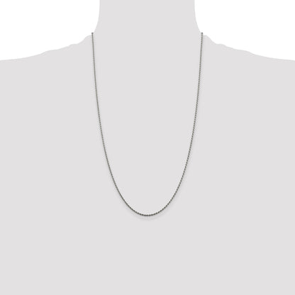 Sterling Silver Rhodium-plated 1.5mm Diamond-cut Rope Chain