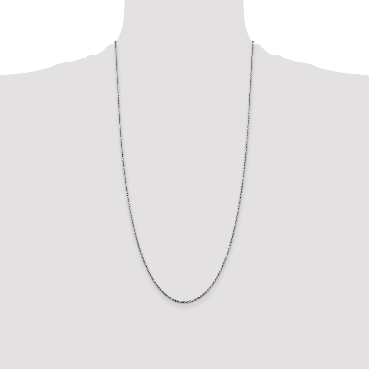Sterling Silver Rhodium-plated 1.5mm Diamond-cut Rope Chain