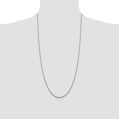 Sterling Silver Rhodium-plated 1.5mm Diamond-cut Rope Chain