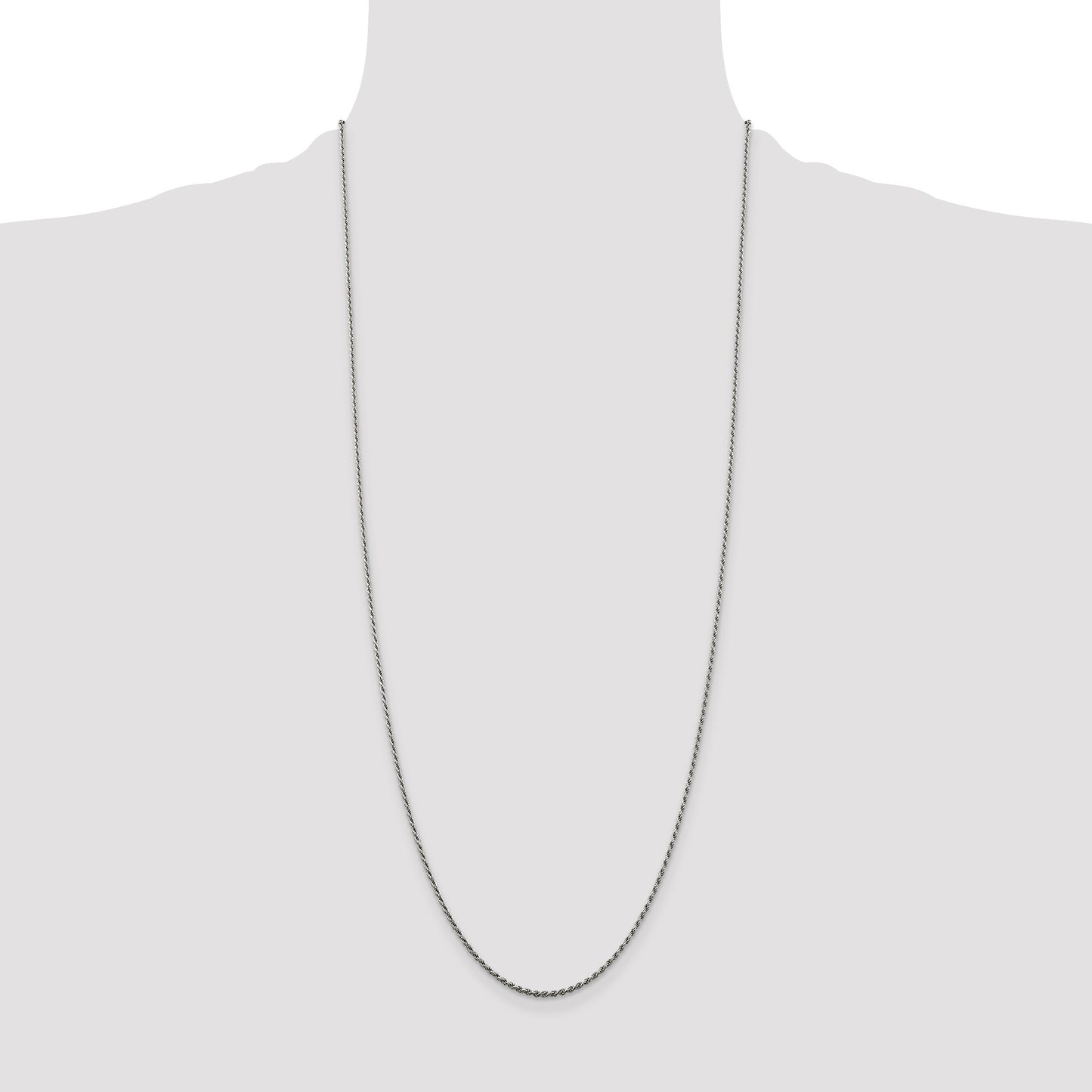 Sterling Silver Rhodium-plated 1.5mm Diamond-cut Rope Chain