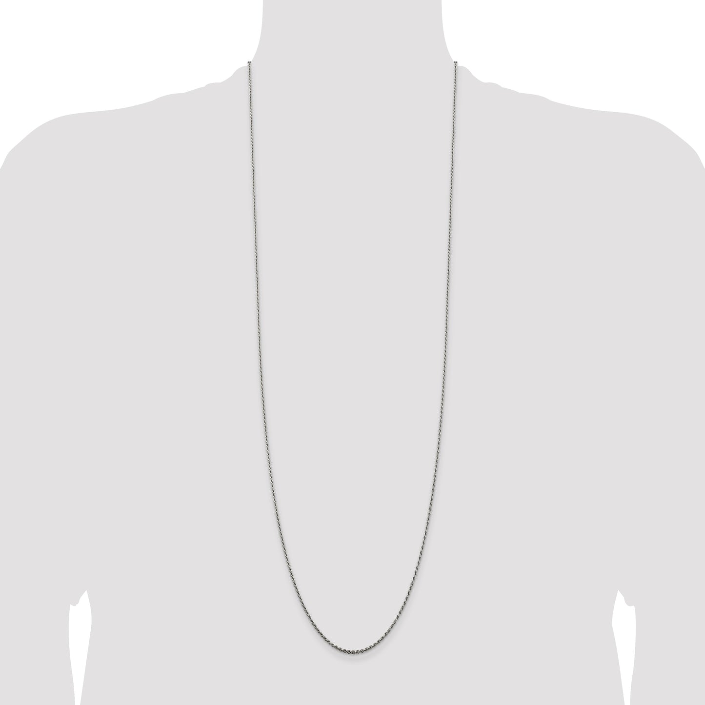 Sterling Silver Rhodium-plated 1.5mm Diamond-cut Rope Chain