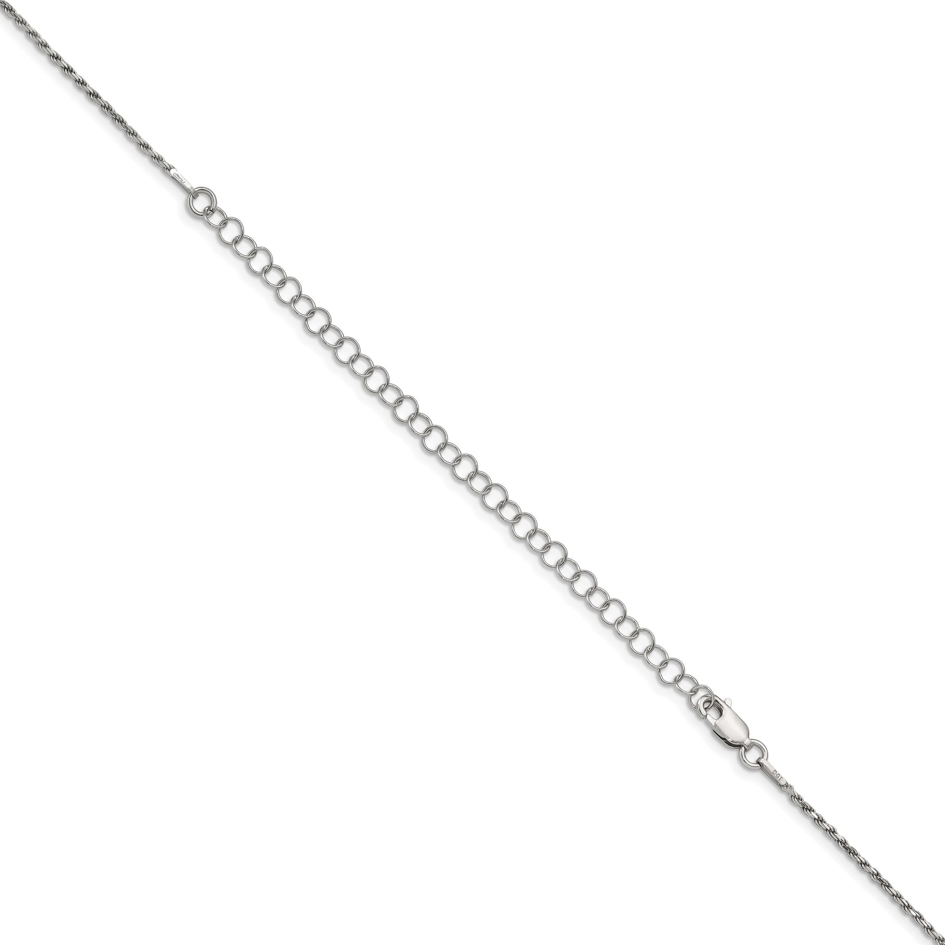 Sterling Silver 1.7mm Diamond-cut Rope Chain w/4in ext.