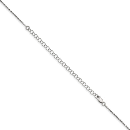 Sterling Silver 1.7mm Diamond-cut Rope Chain w/4in ext.