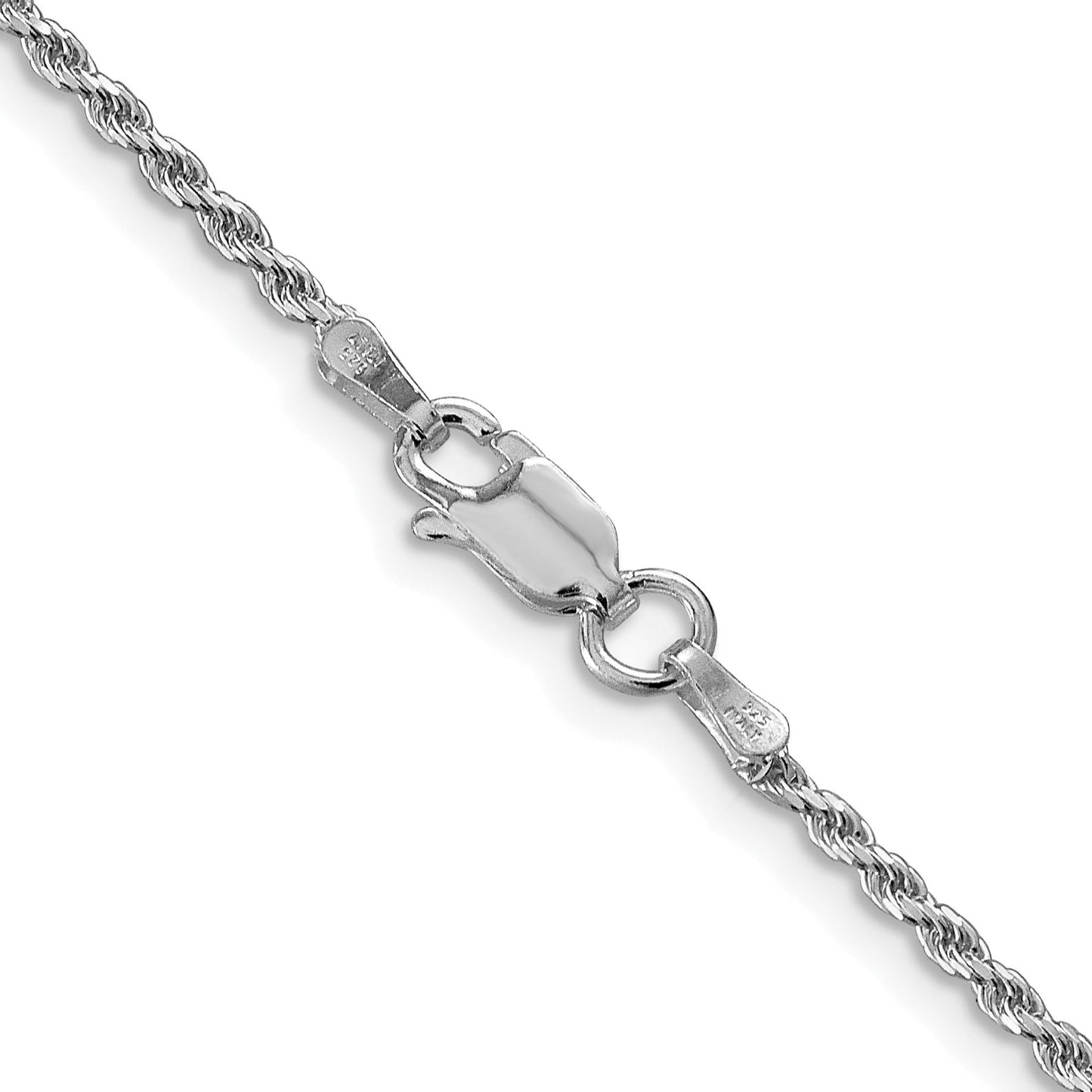 Sterling Silver Rhodium-plated 1.7mm Diamond-cut Rope Chain