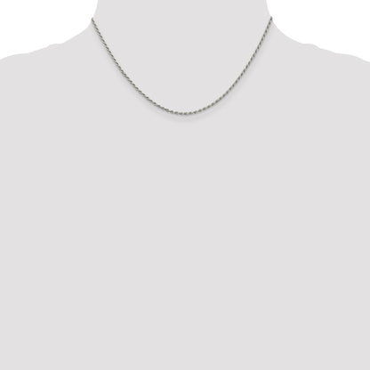 Sterling Silver Rhodium-plated 1.7mm Diamond-cut Rope Chain