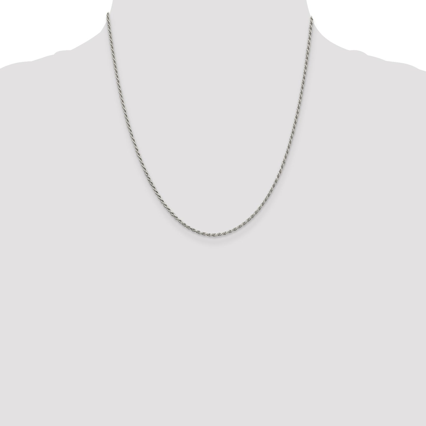Sterling Silver Rhodium-plated 1.7mm Diamond-cut Rope Chain