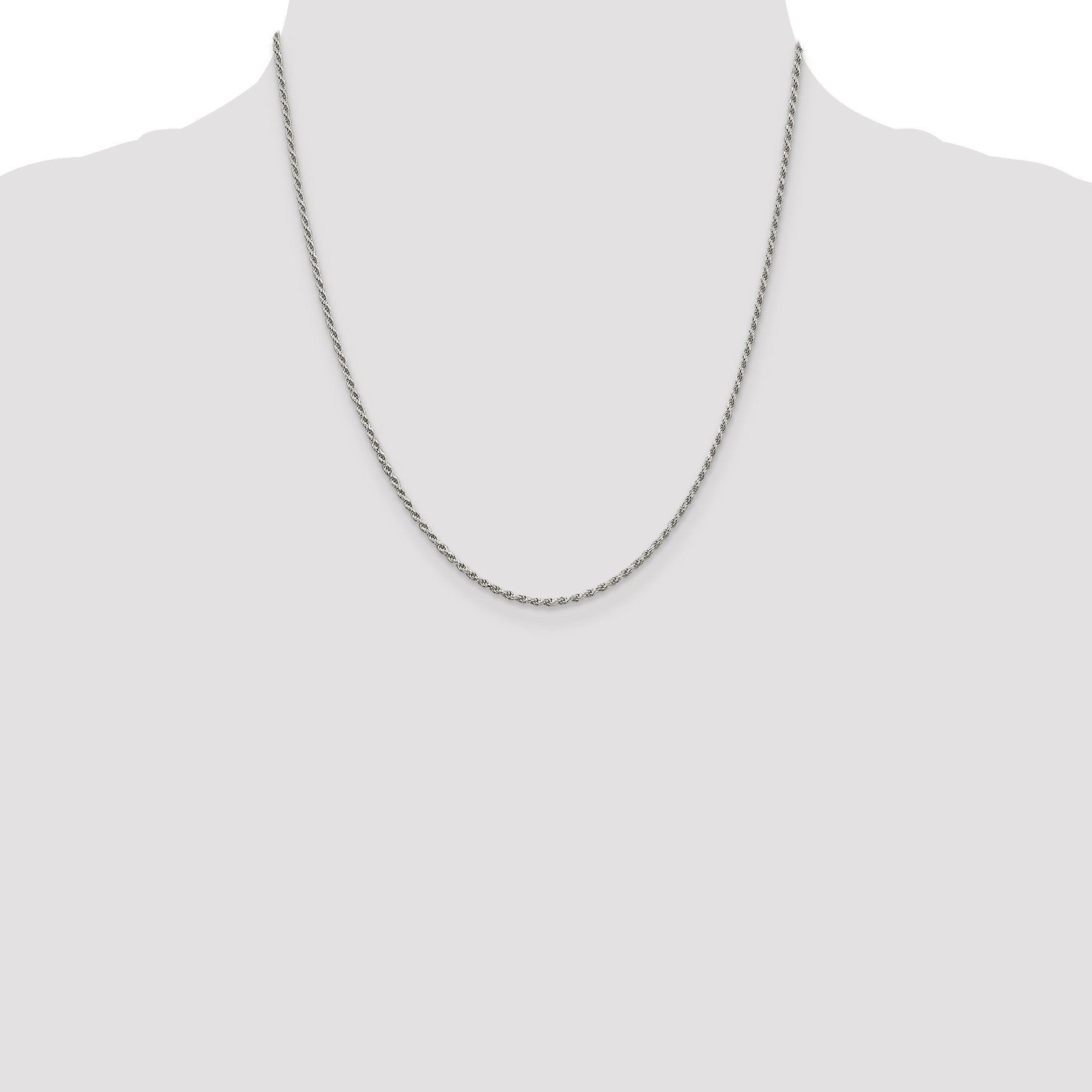 Sterling Silver Rhodium-plated 1.7mm Diamond-cut Rope Chain