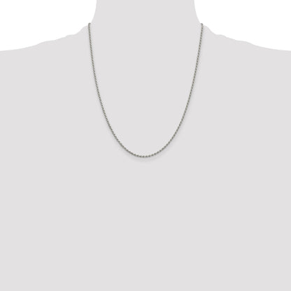 Sterling Silver Rhodium-plated 1.7mm Diamond-cut Rope Chain