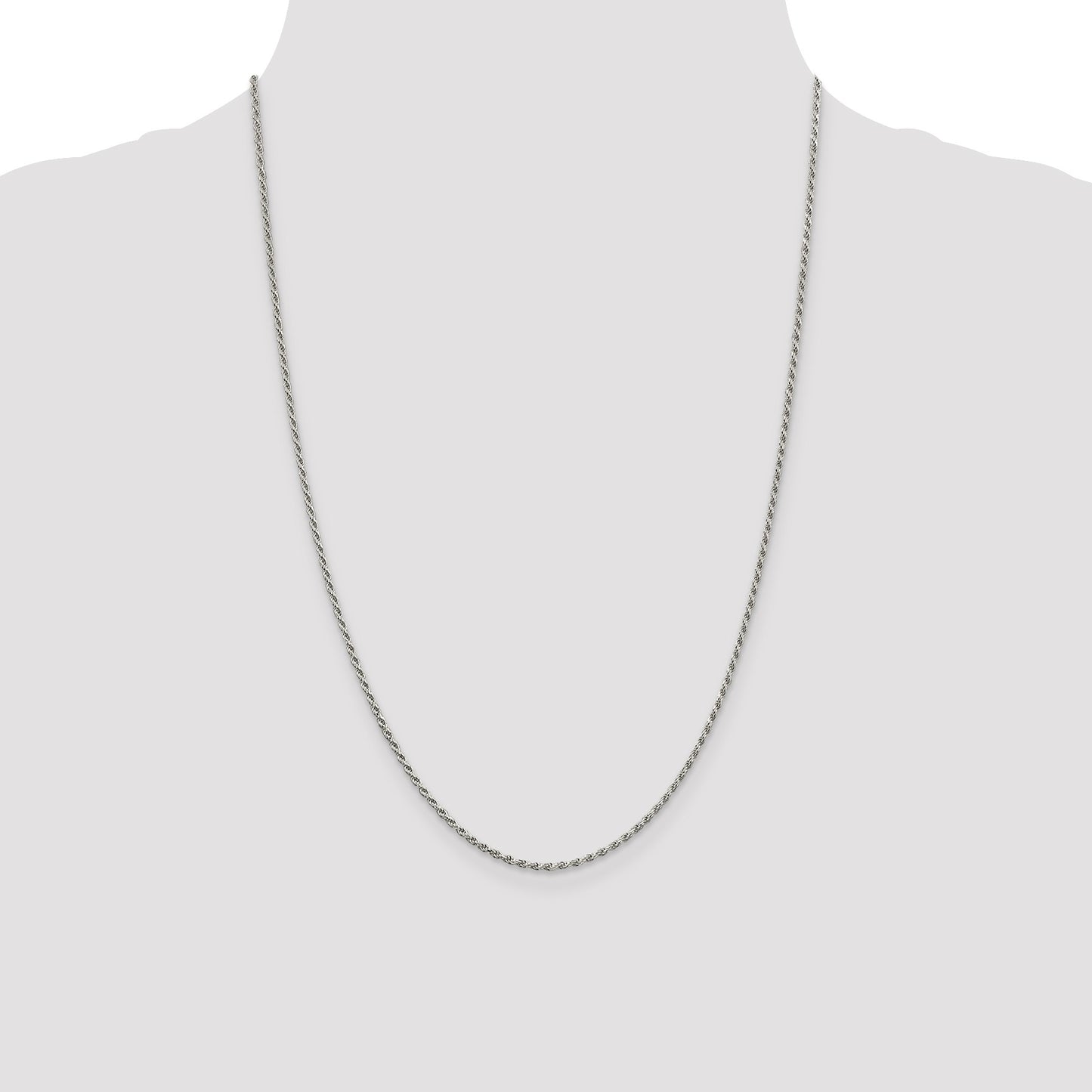 Sterling Silver Rhodium-plated 1.7mm Diamond-cut Rope Chain