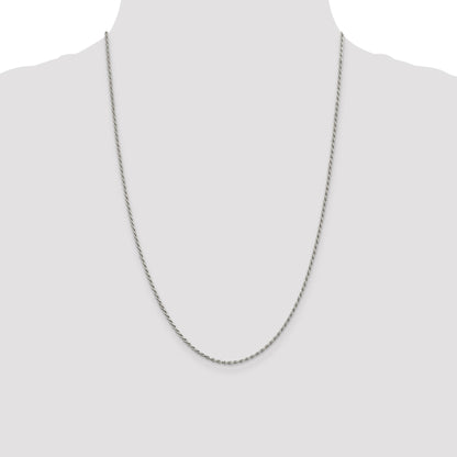Sterling Silver Rhodium-plated 1.7mm Diamond-cut Rope Chain