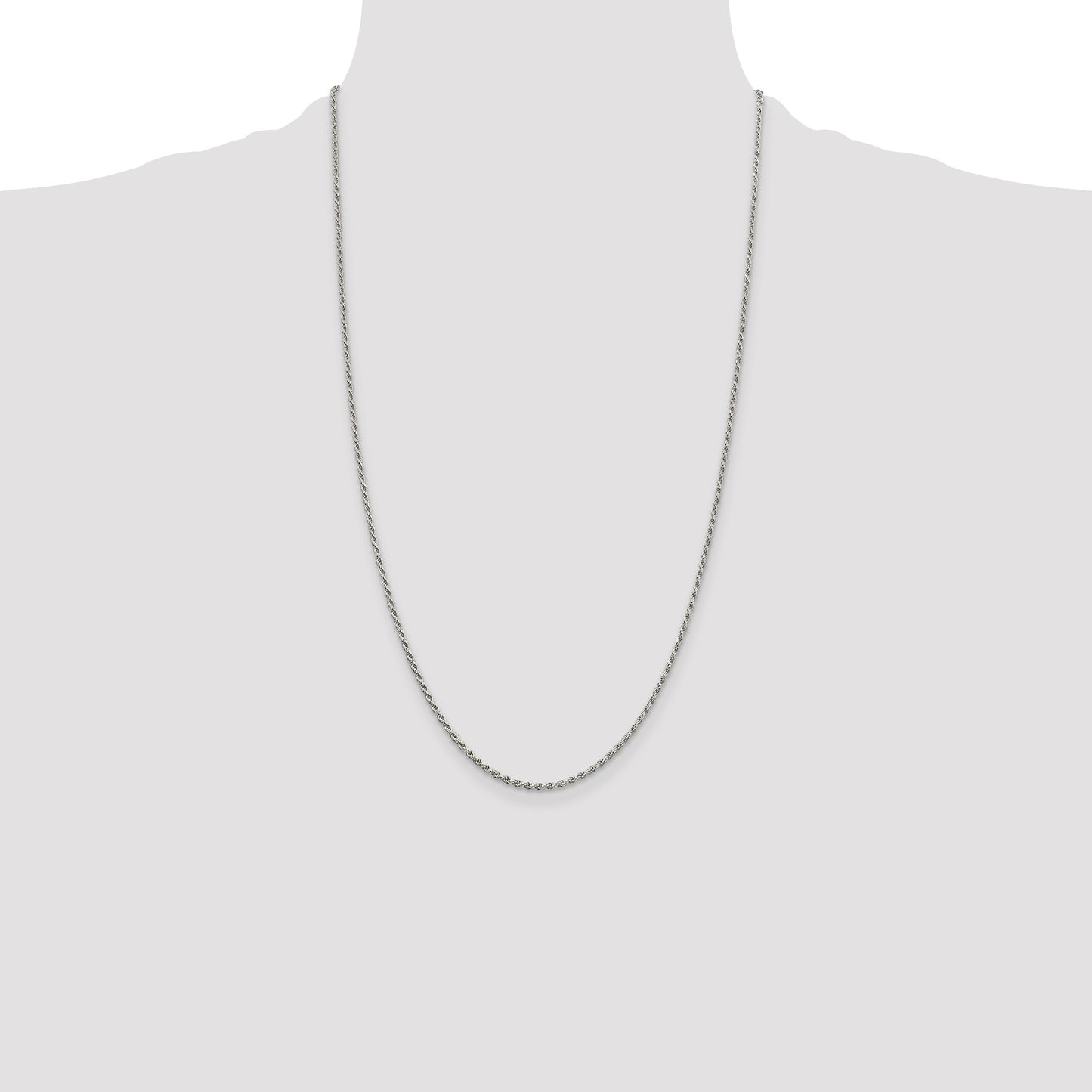 Sterling Silver Rhodium-plated 1.7mm Diamond-cut Rope Chain