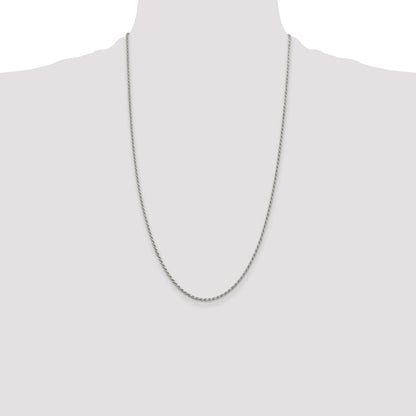 Sterling Silver Rhodium-plated 1.7mm Diamond-cut Rope Chain
