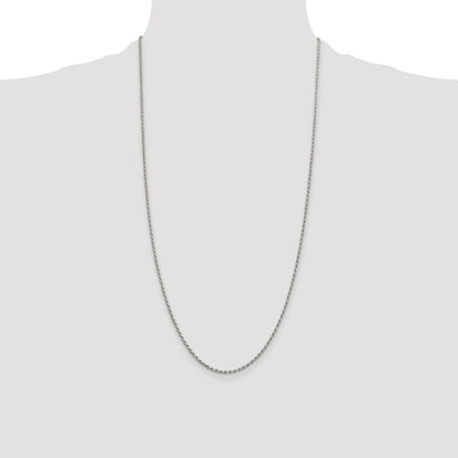 Sterling Silver Rhodium-plated 1.7mm Diamond-cut Rope Chain