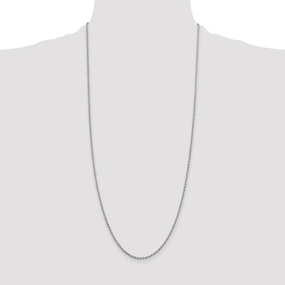 Sterling Silver Rhodium-plated 1.7mm Diamond-cut Rope Chain