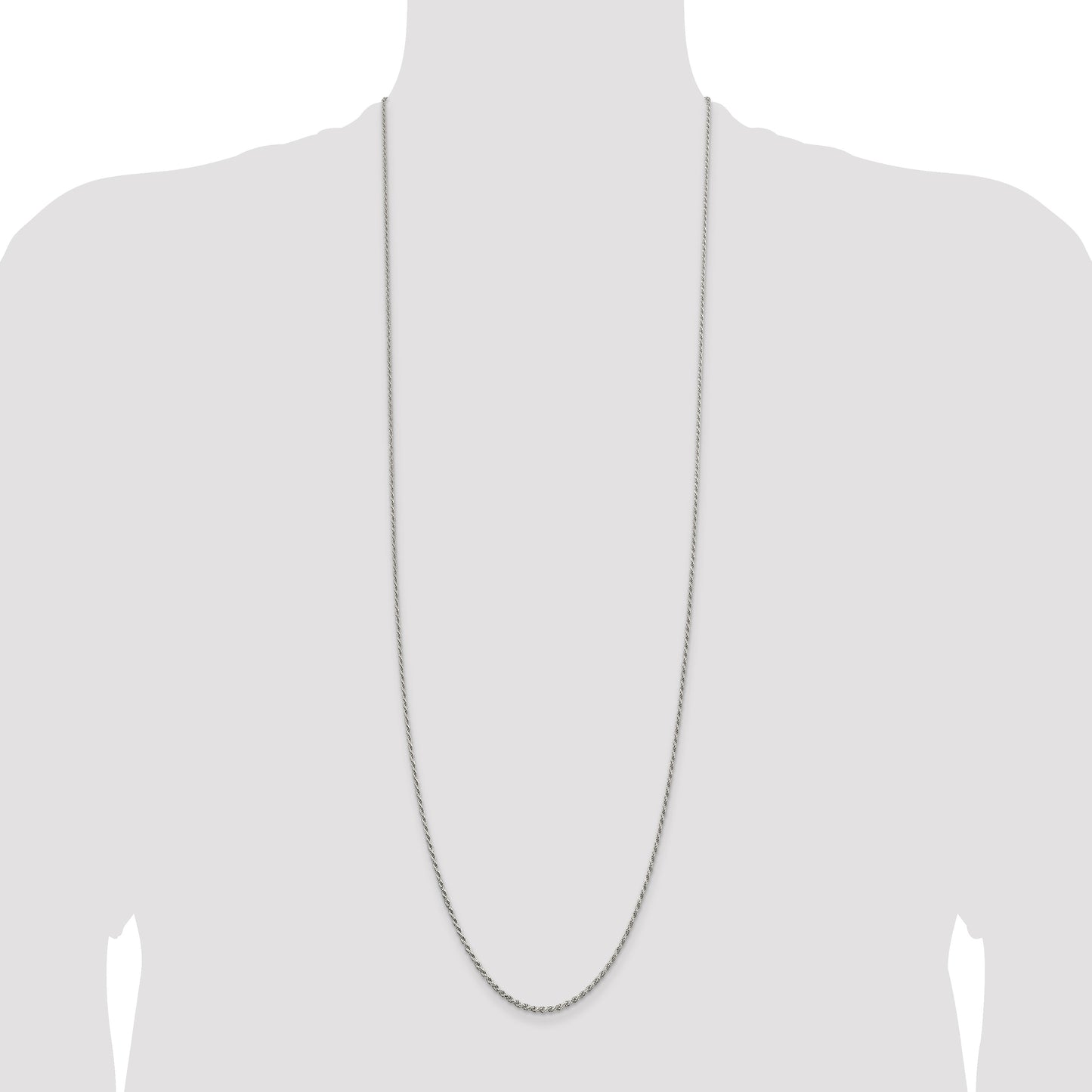 Sterling Silver Rhodium-plated 1.7mm Diamond-cut Rope Chain