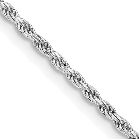 Sterling Silver Rhodium-plated 1.7mm Diamond-cut Rope Chain w/4in ext.