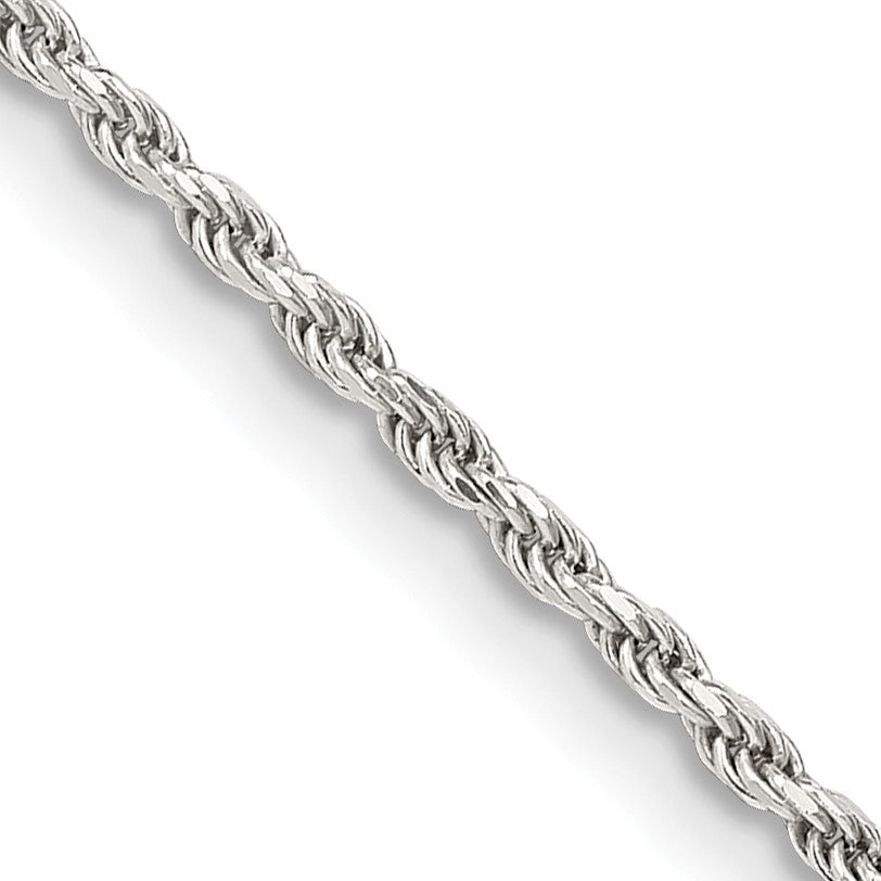 Sterling Silver 1.7mm Diamond-cut Rope Chain w/2in ext.