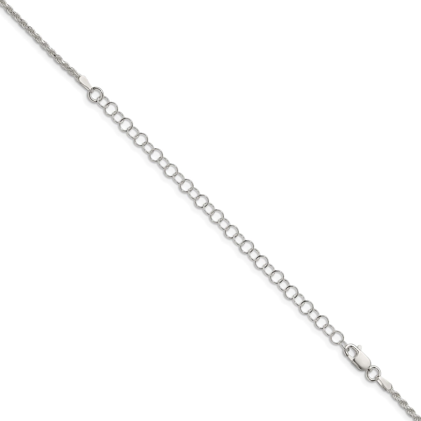 Sterling Silver 1.85mm Diamond-cut Rope Chain w/4in ext.