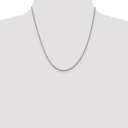 Sterling Silver Rhodium-plated 1.85mm Diamond-cut Rope Chain