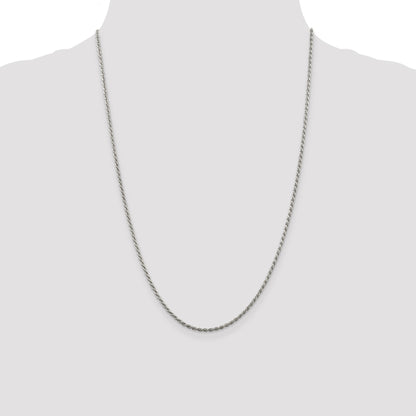 Sterling Silver Rhodium-plated 1.85mm Diamond-cut Rope Chain