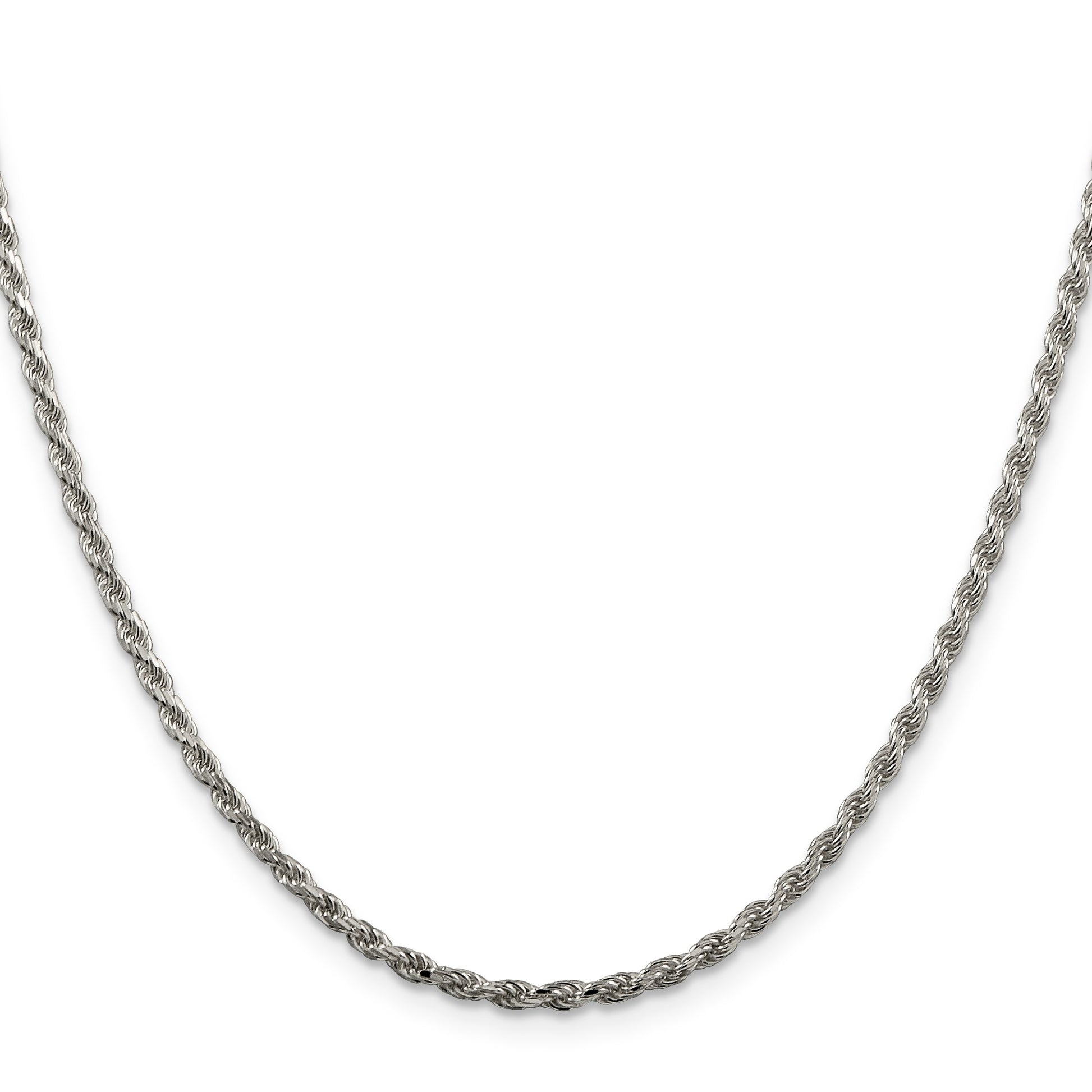 Sterling Silver 2.25mm Diamond-cut Rope Chain w/2in ext.