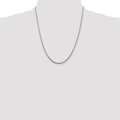 Sterling Silver 2.25mm Diamond-cut Rope Chain w/4in ext.