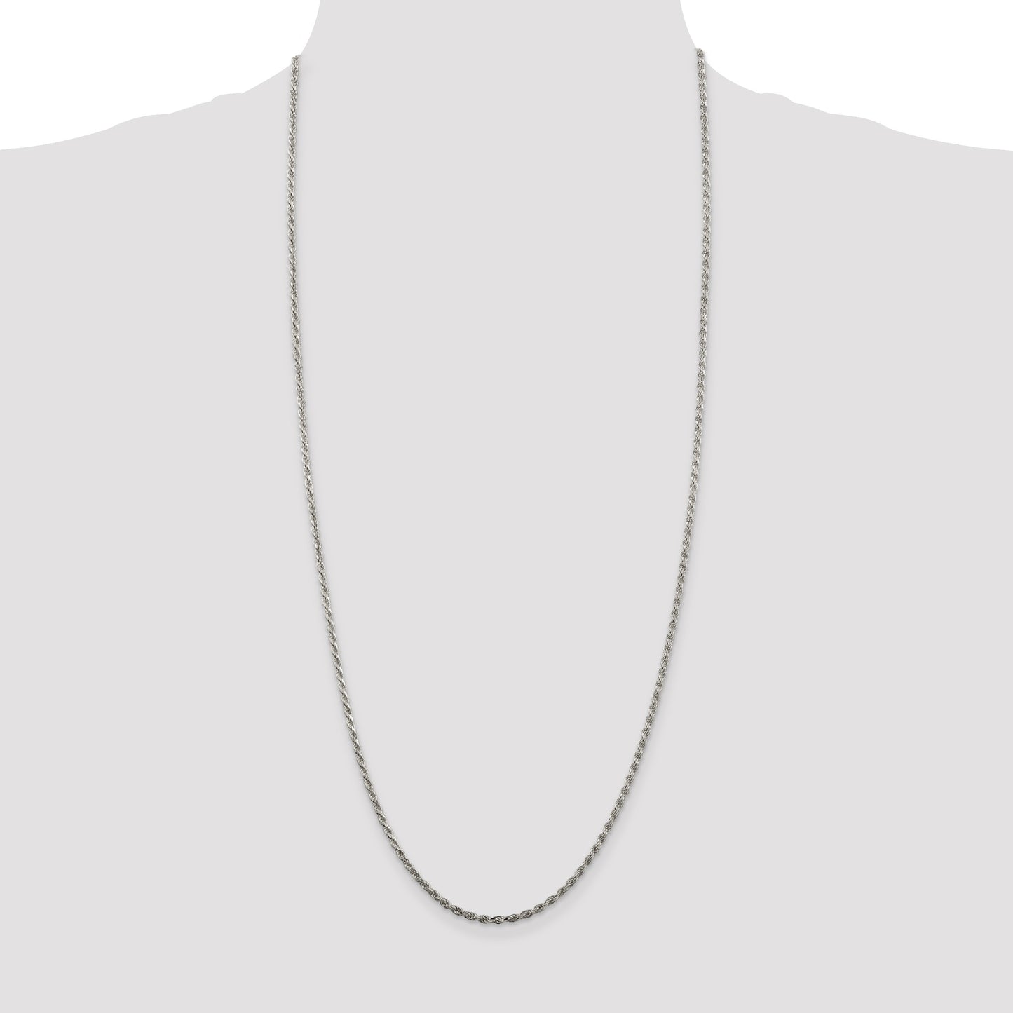 Sterling Silver 2.25mm Diamond-cut Rope Chain