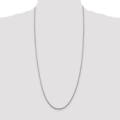 Sterling Silver 2.25mm Diamond-cut Rope Chain